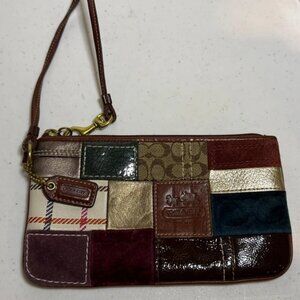 Coach Patchwork Large Wristlet Clutch Zippered Pouch Purse